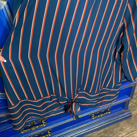 Maurices Stripe Navy Red Top Faux Tie Accent 1XL - Picture 2 of 4